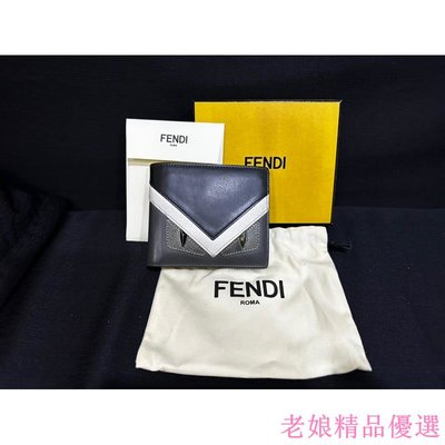 FENDI 7M0169 小怪獸造型牛皮八卡短夾（附紙盒\U0026防塵袋）
