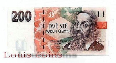 【Louis Coins】B057-CZECHOSLOVAKIA-1998捷克斯洛伐克紀念紙鈔200koruna(448）