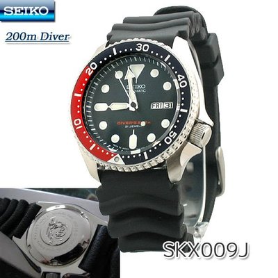 【金台鐘錶】SEIKO 精工 潛水 機械錶 藍紅框 膠帶 水鬼(日本版) SKX009 SKX009J SKX009J1