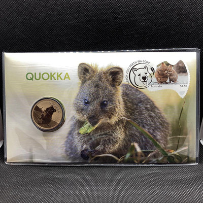 澳洲2021年微笑袋鼠PNC紀念幣 短尾矮袋鼠 動物 卡幣 郵幣 硬幣 錢幣 Quokka 特殊幣 限量 澳大利亞