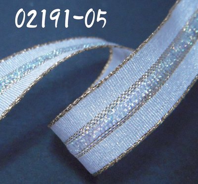 5分白色銀蔥塑形鐵絲邊緞帶(02191-05)~Jane′s Gift~Ribbon用於裝飾 花材 佈置 設計材料