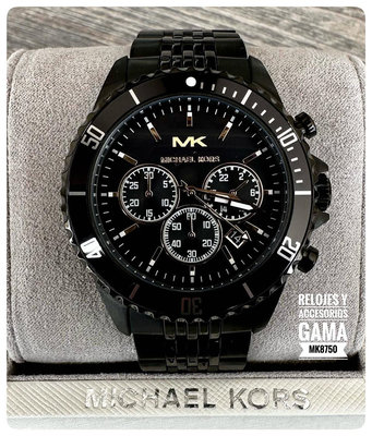 MICHAEL KORS Bayville 黑色面錶盤 黑色不鏽鋼錶帶 石英 三眼計時 男士手錶 MK8750