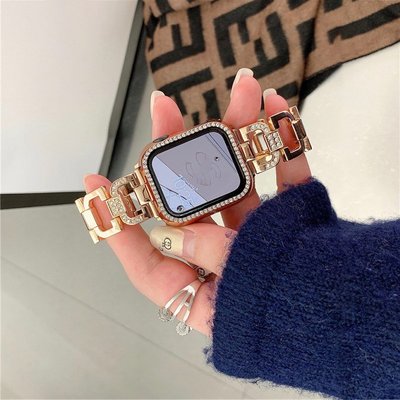 台灣現貨 蘋果手錶帶 Apple Watch 鑲鑽款不鏽鋼錶帶 金屬錶帶 錶帶 手錶帶 38/42/40/44mm 手錶