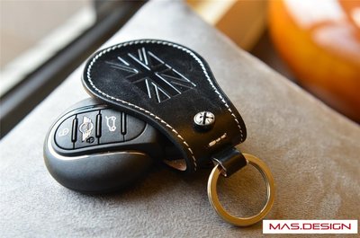MINI COOPER S 鑰匙皮套 鑰匙保護套 鑰匙包 F54 New Clubman 2016年式 黑色白線 F5