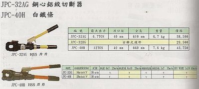 ㊣宇慶S網拍小舖㊣ JPC-40H白鐵條 最大出力 12TON 40mm