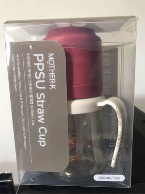 韓國MOTHER-K 頂級PPSU多功能學習飲吸吸杯 200ml 石榴紅