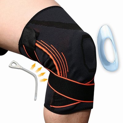 現貨 減震防滑彈簧加壓保暖護膝 籃球運動用品/加壓帶硅膠護膝簡約