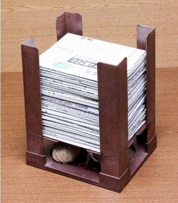 13379c 日本製 好品質 木頭感 捆包紙箱雜誌報紙收納盒桶子 紙箱紙提袋儲物雜貨物書籍本 箱子整理架 紙袋收納架禮品