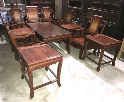 古董 老件 酸枝 明式 客廳 組 十件式 蘇作 蘇工 家具 桌 椅 茶几