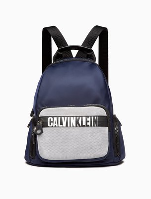 【Calvin Klein】CK女款後背包前網袋LOGO字藍 F03180804-06
