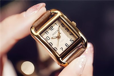 現貨熱銷-手錶 掛鐘 時鐘鐘錶聚利時方形簡約數字真皮女士手表韓版方形氣質簡約女士防水手表