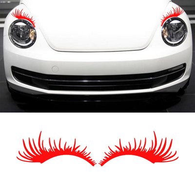 Porsche Volkswagen Beetle Red 汽車大燈睫毛貼紙眉毛貼花-極限超快感