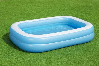 Bestway54006二環矩形水池 長方形藍白家庭充氣游泳池加厚戲水池