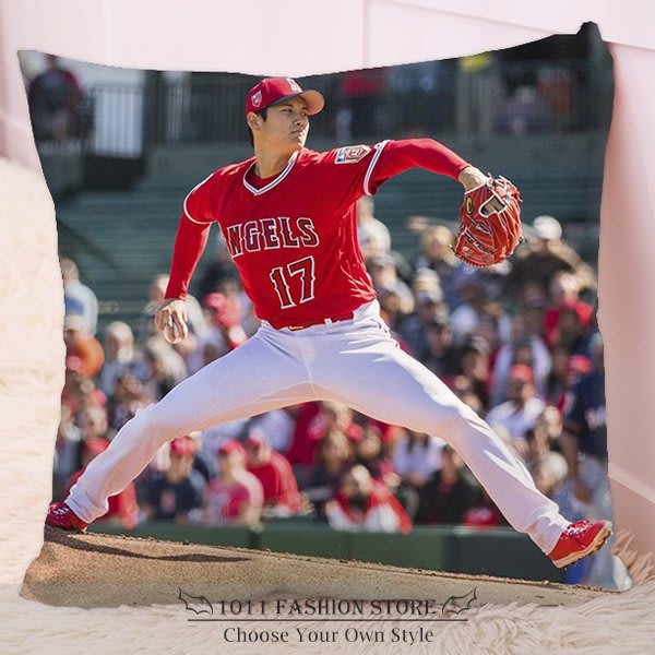 MLB 美國職棒大聯盟洛杉磯天使OHTANI 大谷翔平方形抱枕枕頭抱枕毛絨 