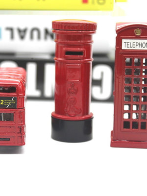 英國倫敦紅色雙層巴士模型老爺車電話亭郵筒轉筆刀歐式英倫風擺件【音悅俱樂部】