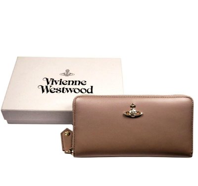 Vivienne Westwood (堅果棕色) 真皮拉鍊長夾 皮夾 錢包｜100%全新正品｜特價!