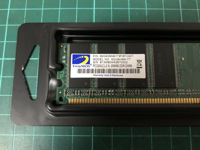 TwinMOS PC3200(CL2.5) 256MB DDR-DIMM 記憶體 金銀島喬蕎3c