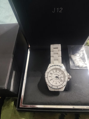 CHANEL香奈兒白陶瓷自動機械男錶一元起標 競標商品 瑞士錶 手錶J12陶瓷 高科技 美感時尚
