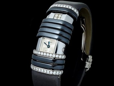 真品Cartier卡地亞Declaration系列精密陶瓷18K金原鑲鑽石手環式女錶