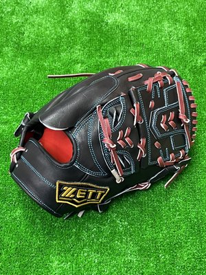 棒球世界全新ZETT 頂級硬式訂製牛皮棒壘投手手套BPGT-2301特價黑色雙片檔