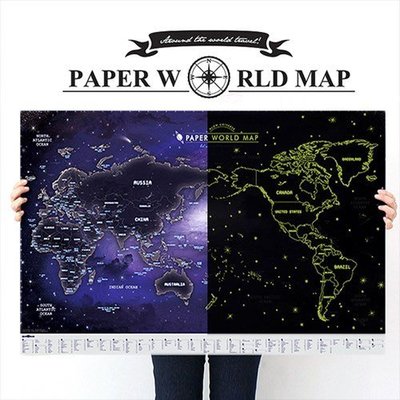 ♀高麗妹♀【預購】韓國 Indigo PAPER WORLD MAP 約定一起去旅行/打卡世界地圖.裝飾壁畫海報(夜光款)