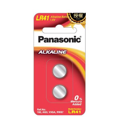 【國際牌Panasonic】LR41鹼性電池1.5V鈕扣電池 2顆 吊卡裝(公司貨)