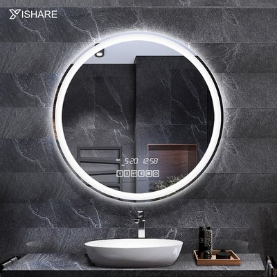 熱賣  Yishare壁掛智能浴室燈鏡led防霧衛浴鏡洗手間圓形化妝衛生間鏡子