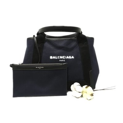 二手旗艦 BALENCIAGA Navy Cabas  S 深藍 帆布 手提包 托特包 機車包 (公益店)03802