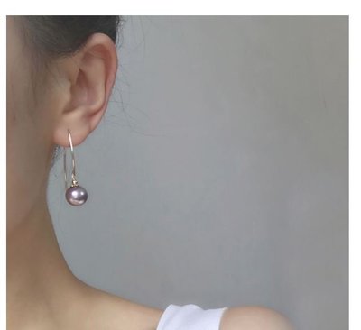 時尚奧地利紫色珍珠耳環14K包金耳環時尚情人禮物母親節