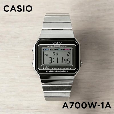 【金台鐘錶】CASIO 卡西歐 復古文青風 LED照明 電子 鋼帶錶 (銀) 超薄錶殼 A700W-1A