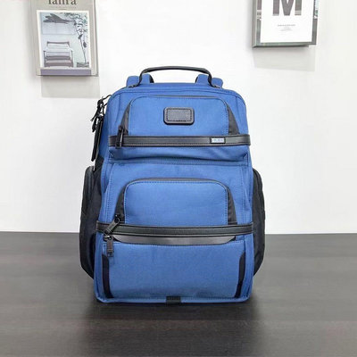 TUMI 2603580 藍色拼黑 彈道尼龍拼接皮革 多夾層雙肩後背包 可插行李箱 獨立電腦夾層 大容量 出差 商務 休閒 限量優惠