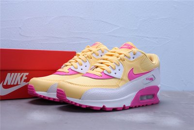 Nike Air Max 90 Essential 氣墊 白粉黃 網面透氣 休閒運動鞋 女鞋 325213-702