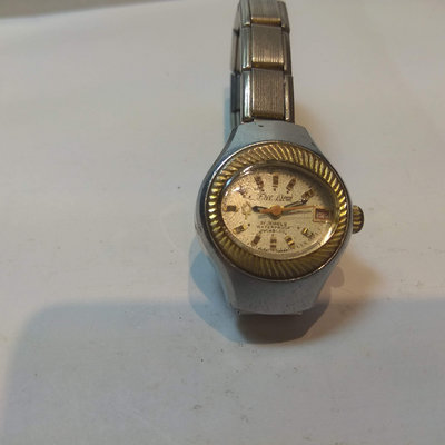 【古錶傳承】瑞士 Freedom 古董錶 女錶 機械錶 手上鏈 銀面 日期 橘秒針 伸縮帶 無底價 標多少都賣！