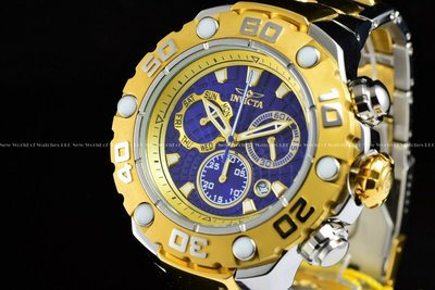 《大男人》Invicta #1619 EXCURSION 52MM個性潛水錶，特殊錶冠設計，藍金配色非常漂亮值得收藏