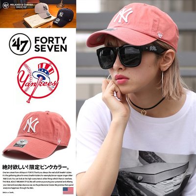 [SREY帽屋]現貨＊47 Brand CLEAN UP MLB 紐約洋基 經典圖案 日本限定櫻花粉 純正 棒球帽 老帽