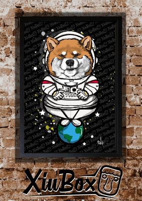 柴犬 太空人 居家 拼圖 畫框 裝飾 藝術 插畫 A4 120片 含黑框 禮物