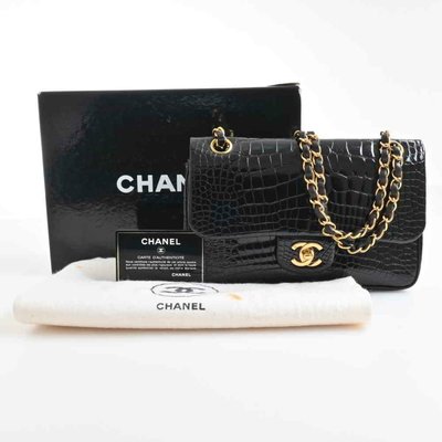 全配Chanel vintage 黑金鱷魚皮CF. 23鏈條包