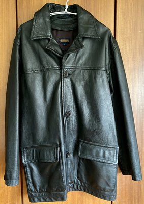 美國品牌COACH 重磅 荔枝紋 真皮 中長大衣 / 外套(黑色)S號，葡萄牙製