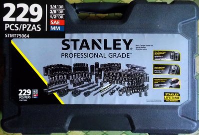 STANLEY 斯坦利專業級套筒組 229件亞光黑鉻機械套筒組 美國帶回原裝正品