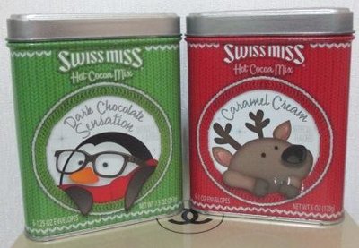 ~SWISS MISS 綠色+紅色 方形 收納/保存/萬用/茶葉/咖啡/巧克力粉罐 2個~