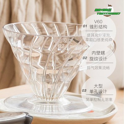 【熱賣精選】濾杯HARIO日本原裝進口V60系列耐熱樹脂透明濾杯02號1-4人份