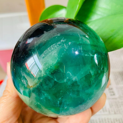 FA78天然綠螢石水晶球擺件綠色水晶原石打磨屬木客廳辦公家居【老王收藏】9294