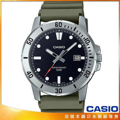 【柒號本舖】 CASIO卡西歐大錶徑石英膠帶男錶-黑 / MTP-VD01-3E 台灣公司貨