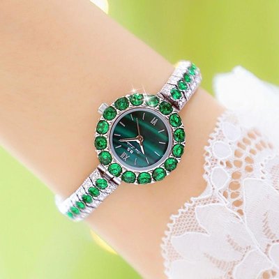 Bs Bee Sister 2022 小錶盤鑽石綠色手錶女士優雅女性手錶連衣裙女士手錶 Montre Femme時來運轉手錶店