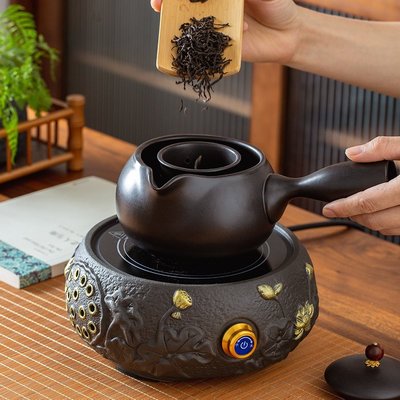 現貨熱銷-煮茶壺電陶爐中式家用普洱茶側把壺耐高溫單個泡茶壺煮茶器煮茶爐茶壺單壺