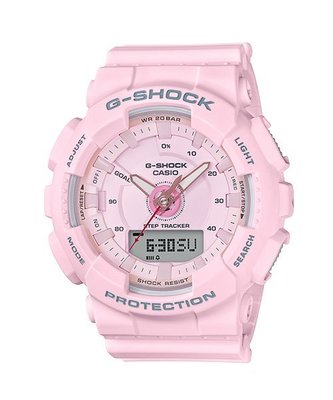 【金台鐘錶】CASIO卡西歐G-SHOCK  S系列 (計步器)  夜光塗料指針  粉紅色 GMA-S130-4A