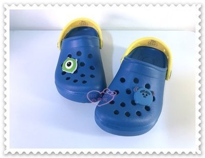 ♥小公主日本精品♥《Disney》迪士尼 毛怪大眼仔 童花園鞋 布希鞋 童拖鞋 台灣製 藍色 (預購)