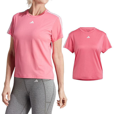 Adidas TR-ES 3S T 女 粉白色 訓練 運動 排汗 吸濕 上衣 短袖 HZ5688