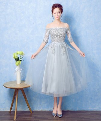 【曼妮婚紗禮服】3件免郵~結婚伴娘禮服 修身顯瘦中長款公主婚紗小禮服 CF075