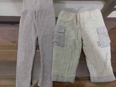 [二手] MINI MAN 男童裝 男嬰兒男寶寶 鋪棉褲 + LITTLE KIDS 棉褲長褲 二件組(85cm/1Y)